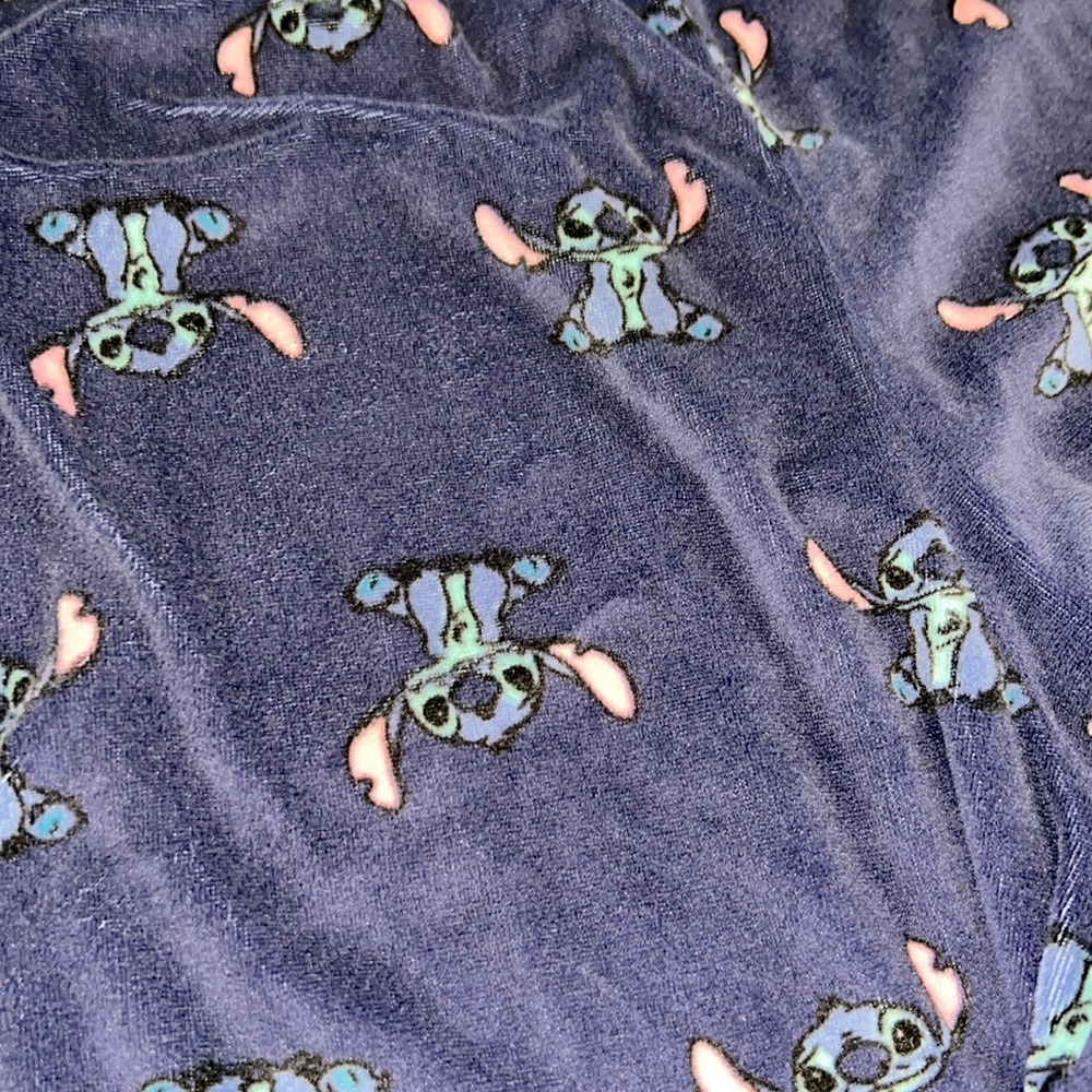 Aqua and Navy Stitch Faux Fur Fleece Pajama Set - Picture 5 of 6